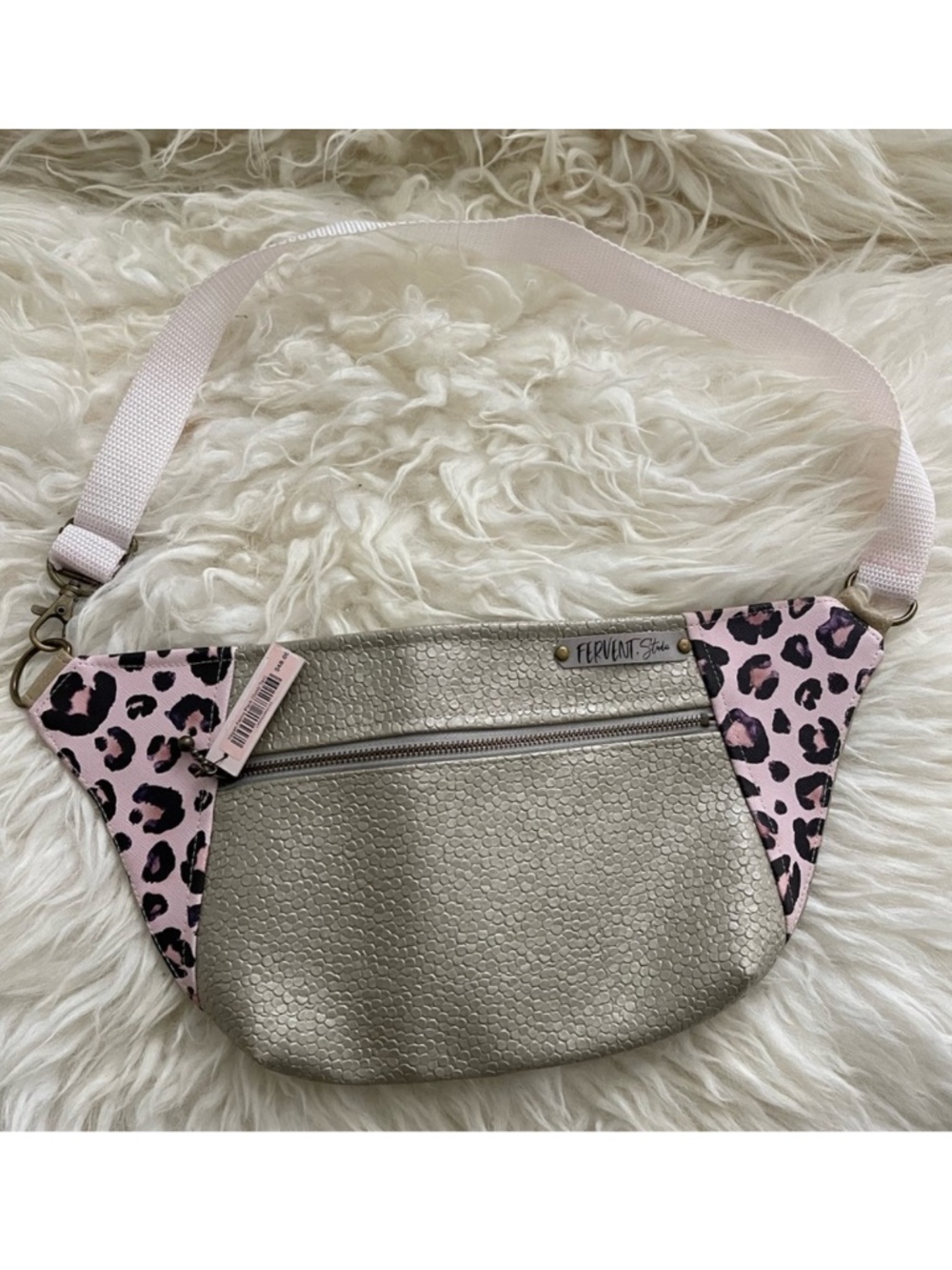 Fervent Studio Fanny Pack Waist Bag Pink Animal Print New